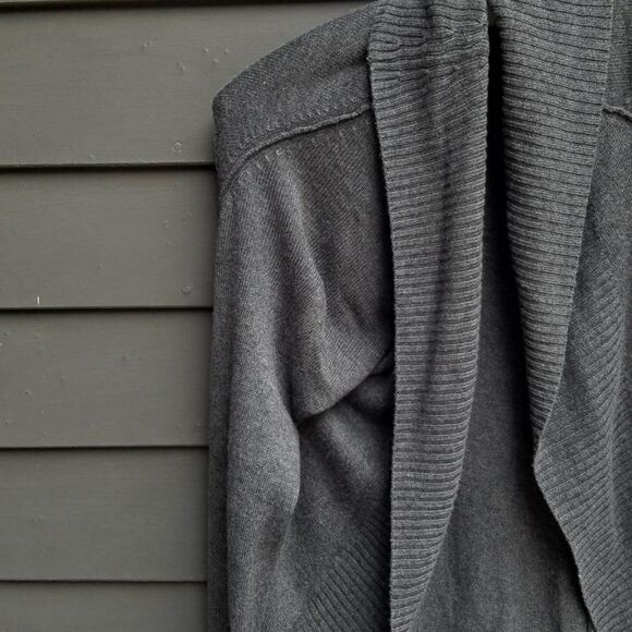 Loft Wool Blend Gray Open Front Cardigan Sweater size Medium - Picture 8 of 10